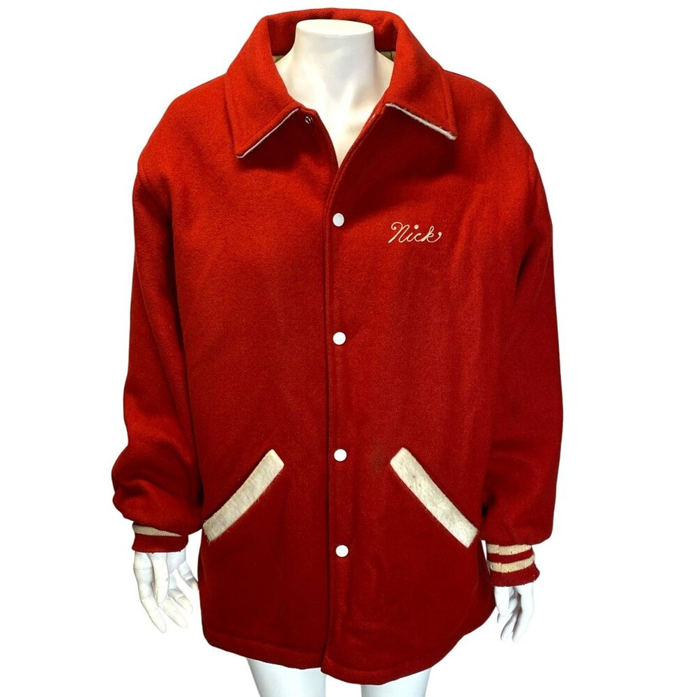Vintage Red Wool Varsity Jacket Hewitt Golf Size 36 Mens High School Retro